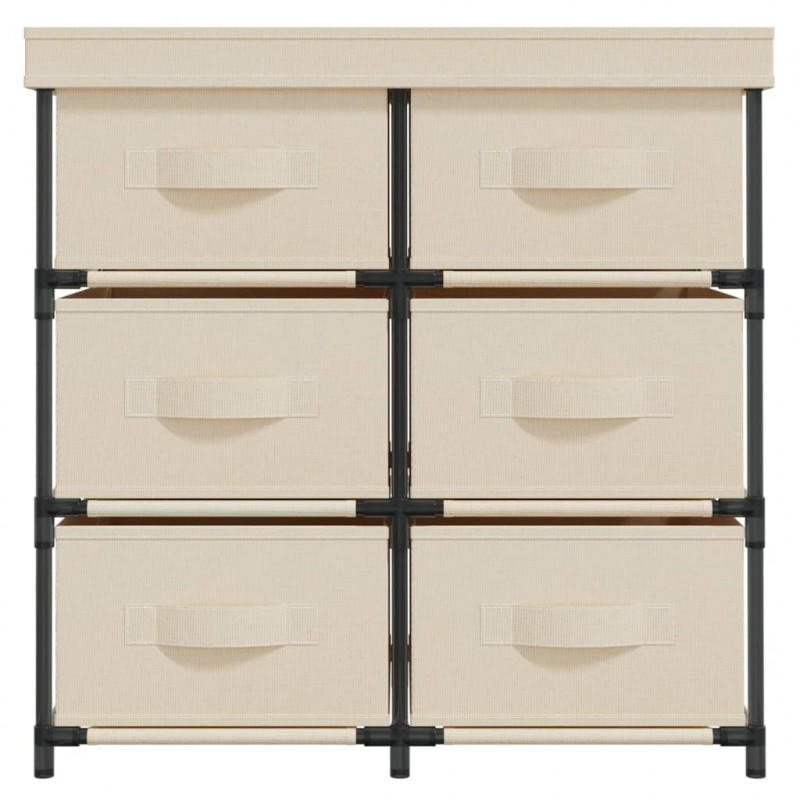 Szafka z 6 szufladami, 55x29x55 cm, kremowa, stal