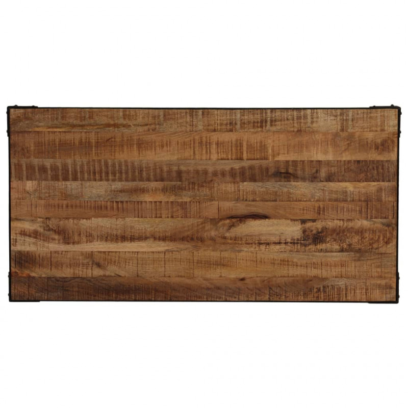 Stół jadalniany, surowe drewno mango i stal, 120 cm