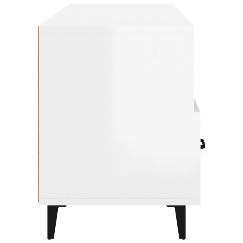 Szafka pod TV, wysoki połysk, biała, 102x35x50 cm
