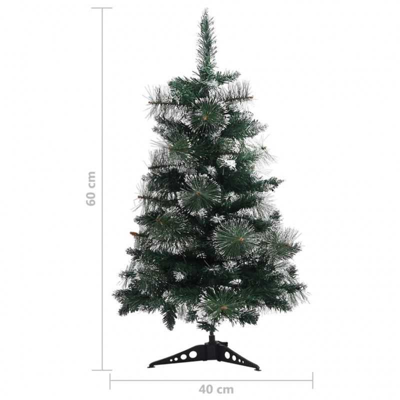 Sztuczna choinka ze stojakiem, zielono-biała, 60 cm, PVC