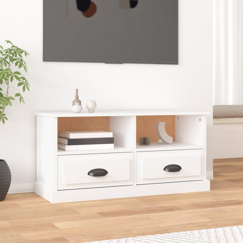 Szafka pod TV, biała, 93x35,5x45 cm, materiał drewnopochodny