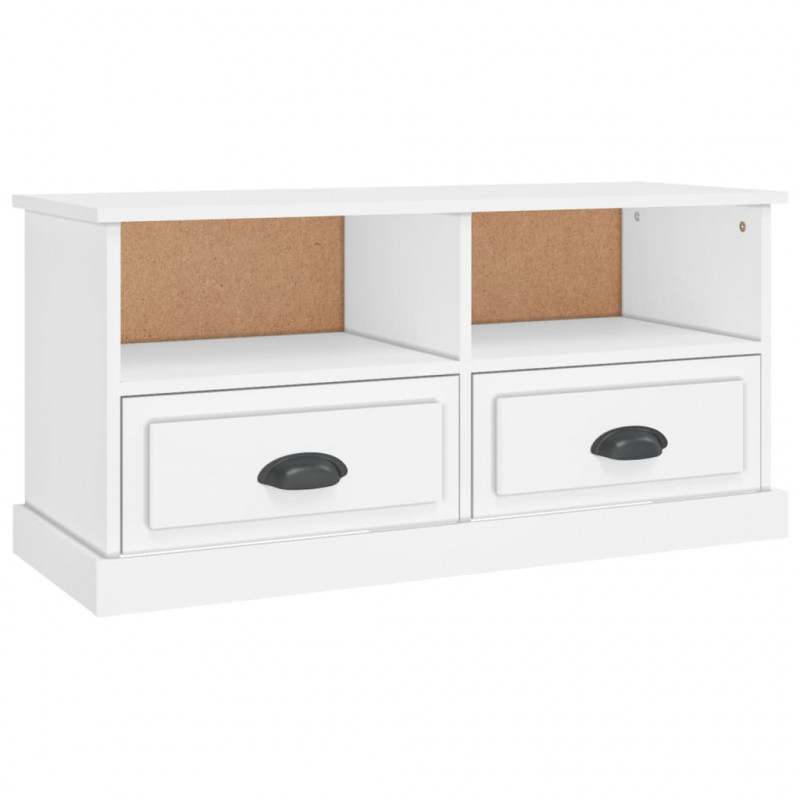 Szafka pod TV, biała, 93x35,5x45 cm, materiał drewnopochodny