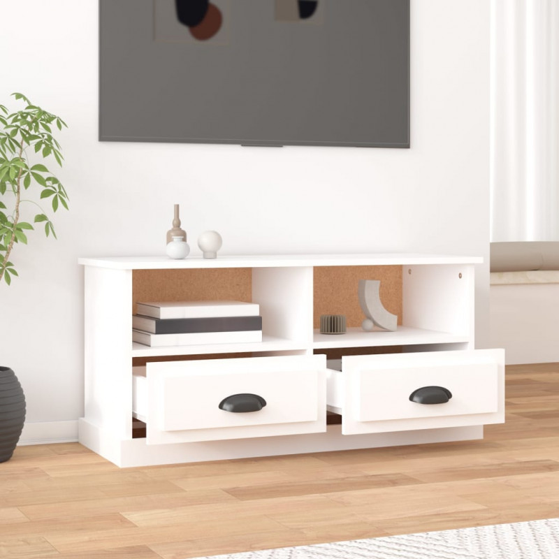 Szafka pod TV, biała, 93x35,5x45 cm, materiał drewnopochodny