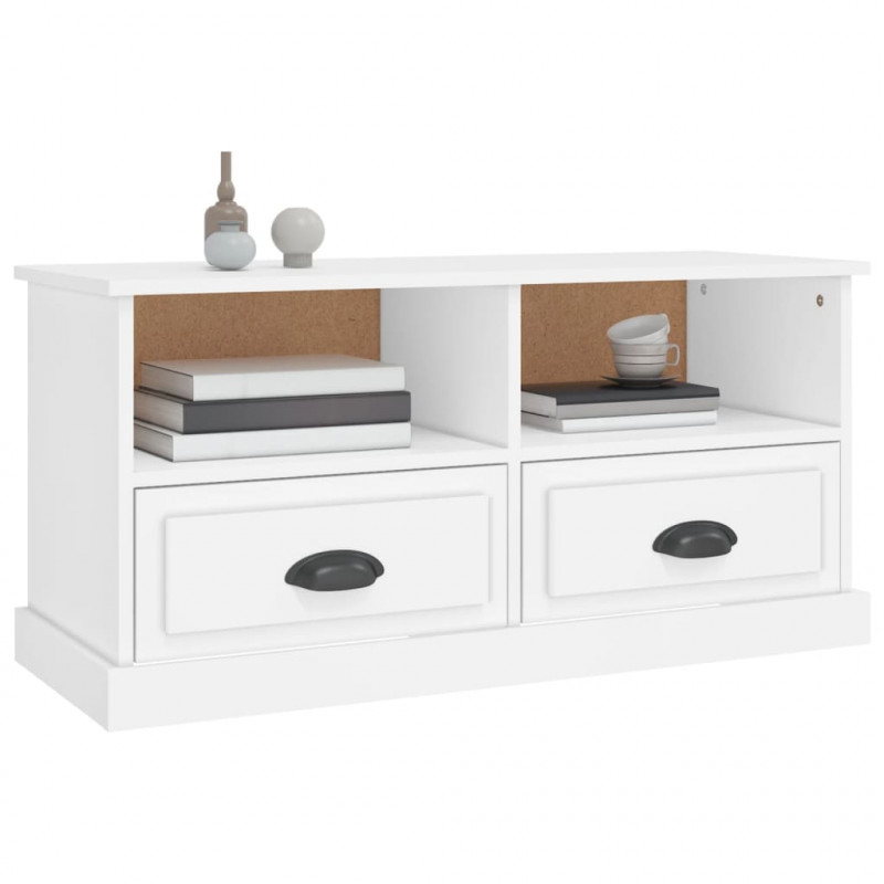 Szafka pod TV, biała, 93x35,5x45 cm, materiał drewnopochodny