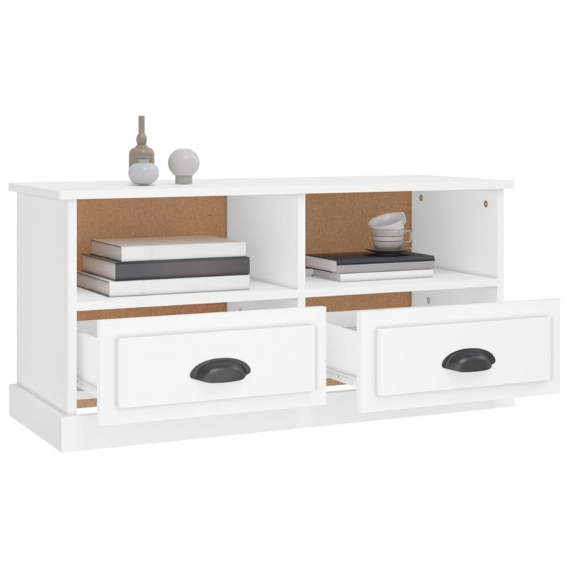 Szafka pod TV, biała, 93x35,5x45 cm, materiał drewnopochodny