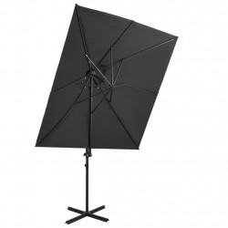 Parasol wiszący z podwójną czaszą, 250x250 cm, antracytowy