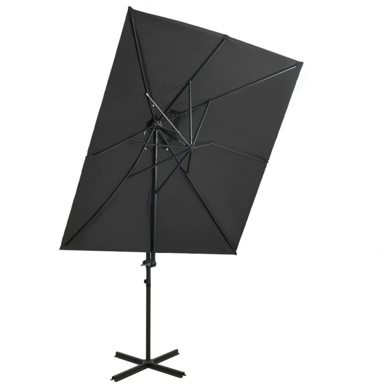 Parasol wiszący z podwójną czaszą, 250x250 cm, antracytowy