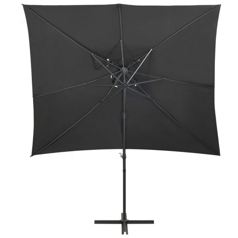 Parasol wiszący z podwójną czaszą, 250x250 cm, antracytowy