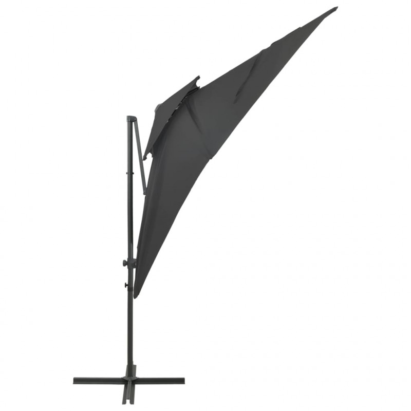 Parasol wiszący z podwójną czaszą, 250x250 cm, antracytowy