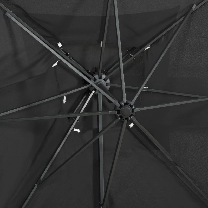 Parasol wiszący z podwójną czaszą, 250x250 cm, antracytowy