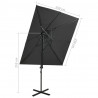 Parasol wiszący z podwójną czaszą, 250x250 cm, antracytowy