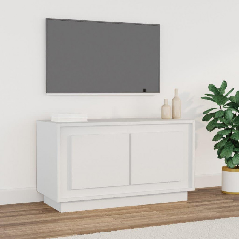 Szafka pod TV, biała, 80x35x45 cm, materiał drewnopochodny