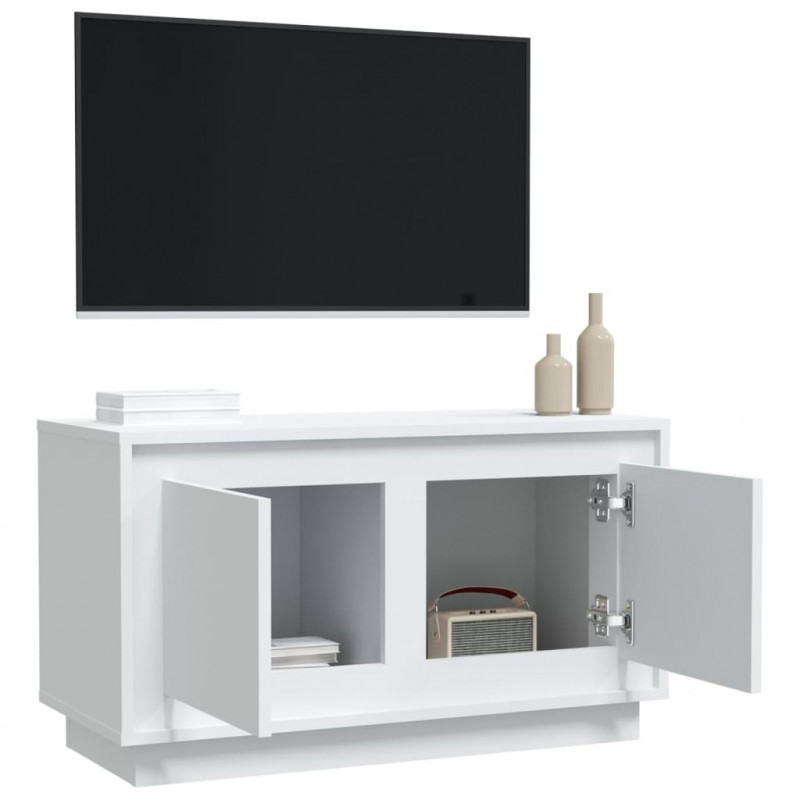 Szafka pod TV, biała, 80x35x45 cm, materiał drewnopochodny