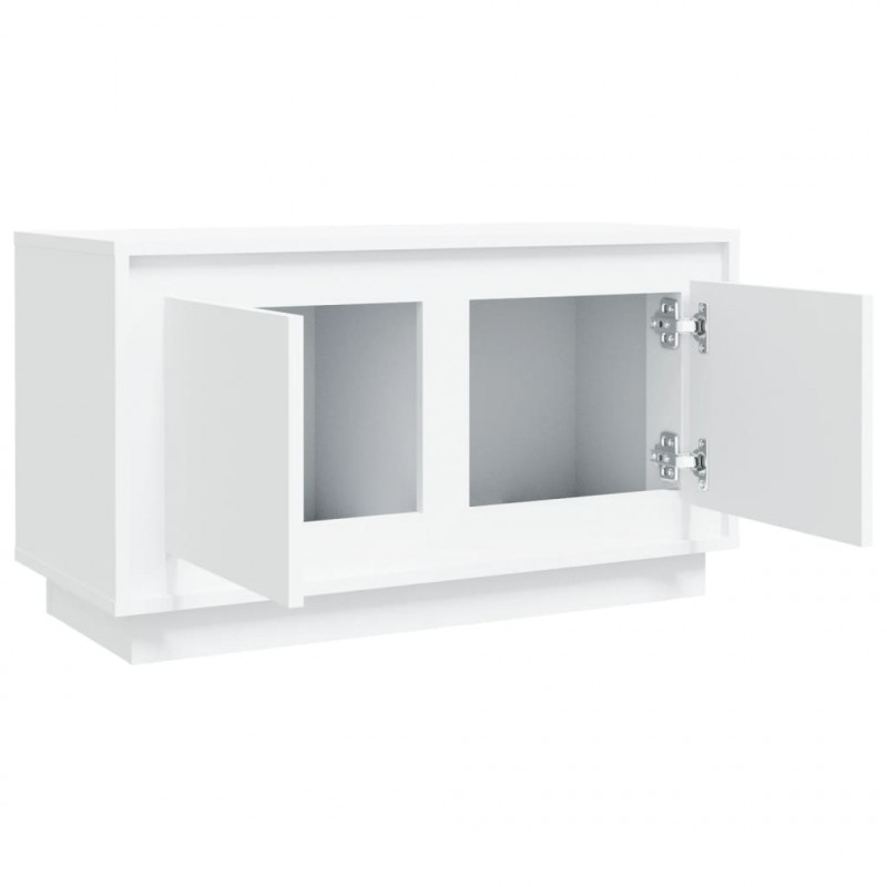 Szafka pod TV, biała, 80x35x45 cm, materiał drewnopochodny