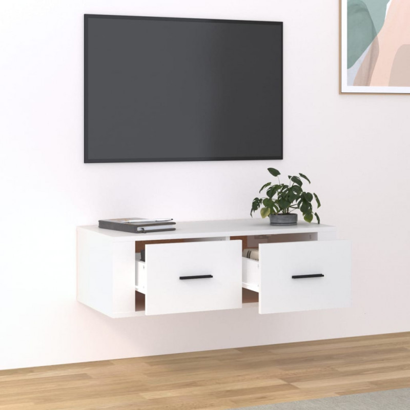 Wisząca szafka TV, biała 80x36x25 cm materiał drewnopochodny