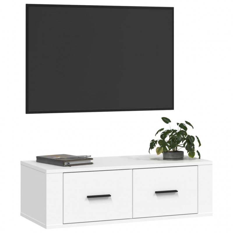 Wisząca szafka TV, biała 80x36x25 cm materiał drewnopochodny