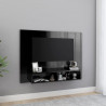 Wisząca szafka pod TV, czarna, wysoki połysk, 120x23,5x90 cm