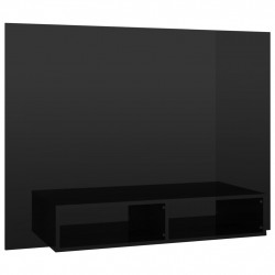 Wisząca szafka pod TV, czarna, wysoki połysk, 120x23,5x90 cm
