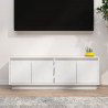 Szafka pod telewizor, biała, 110x34x40 cm, lite drewno sosnowe