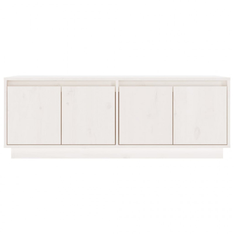 Szafka pod telewizor, biała, 110x34x40 cm, lite drewno sosnowe