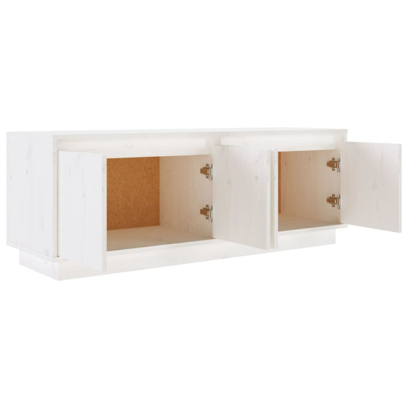 Szafka pod telewizor, biała, 110x34x40 cm, lite drewno sosnowe