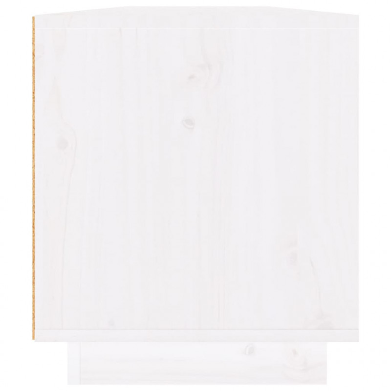 Szafka pod telewizor, biała, 110x34x40 cm, lite drewno sosnowe
