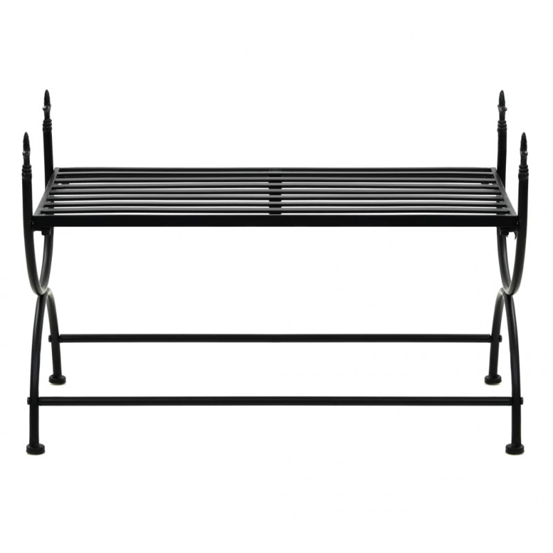 Ławka w stylu vintage, metalowa, 83x42x55 cm, czarna