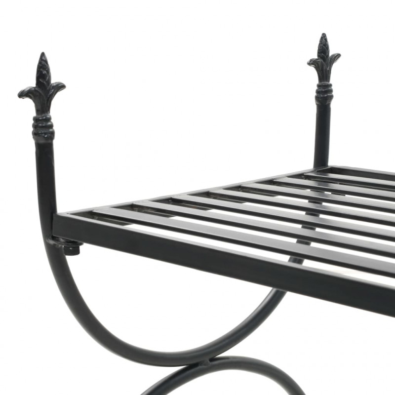 Ławka w stylu vintage, metalowa, 83x42x55 cm, czarna