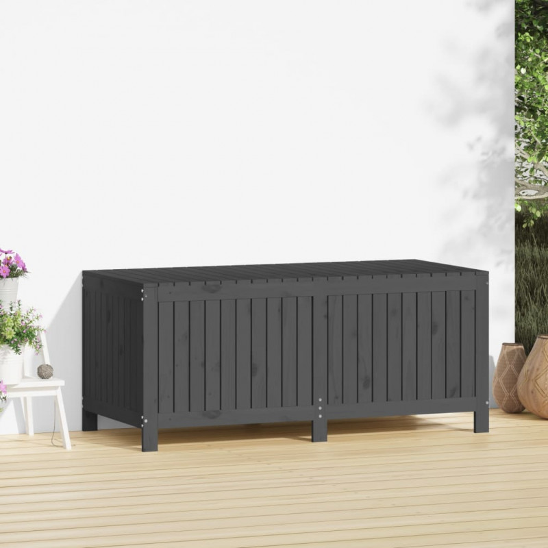 Skrzynia ogrodowa, szara, 147x68x64 cm, lite drewno sosnowe