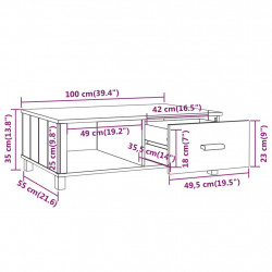 Stolik kawowy HAMAR, ciemnoszary, 100x55x35 cm, lita sosna