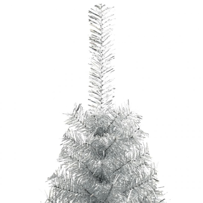 Sztuczna choinka połówka ze stojakiem, srebrna, 240 cm, PET