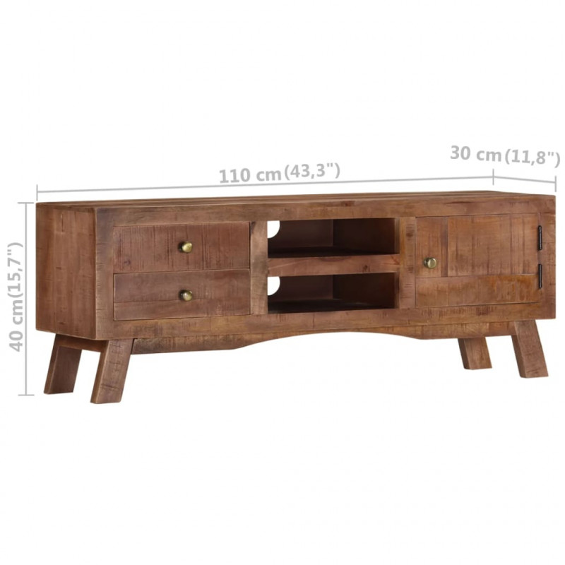 Szafka pod telewizor, 110x30x40 cm, surowe drewno mango