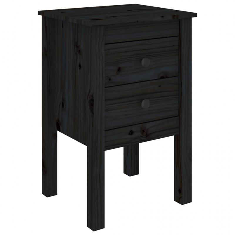 Szafki nocne, 2 szt., czarny, 40x35x61,5cm, lite drewno sosnowe