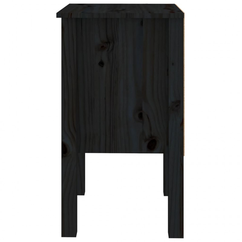 Szafki nocne, 2 szt., czarny, 40x35x61,5cm, lite drewno sosnowe