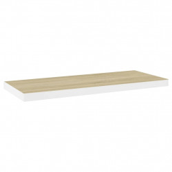 Półka ścienna, dębowo-biała, 80x23,5x3,8 cm, MDF