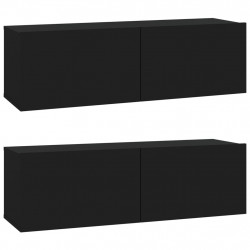 Szafki ścienne pod TV, 2 szt., czarne, 100x30x30 cm