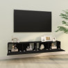 Szafki ścienne pod TV, 2 szt., czarne, 100x30x30 cm