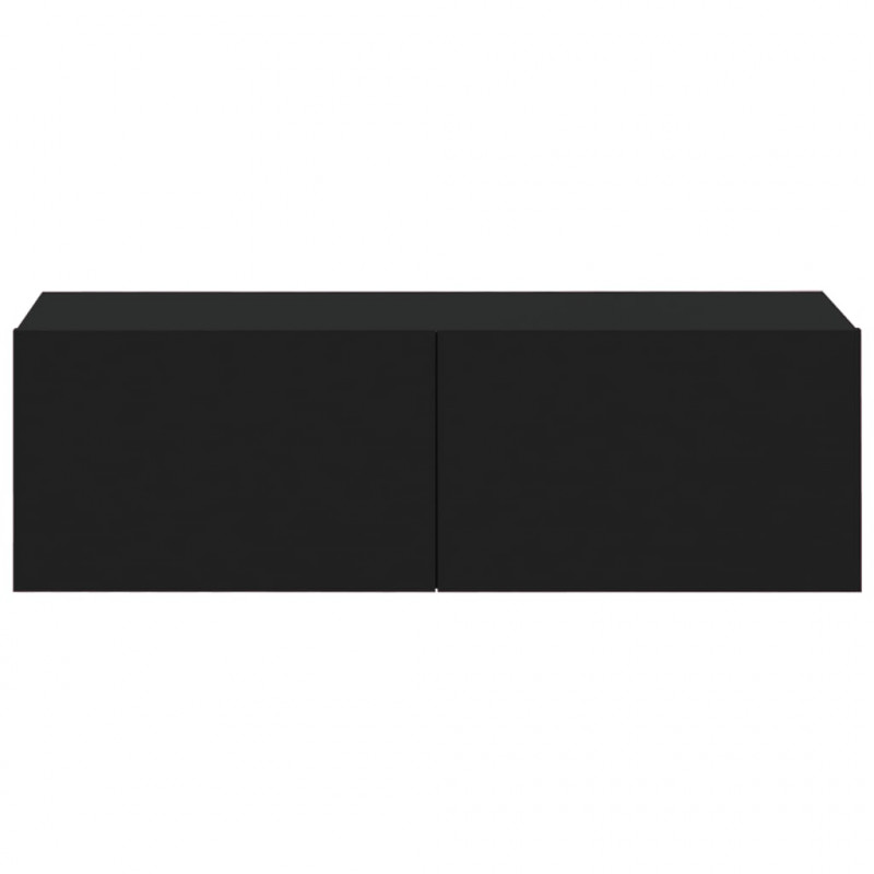 Szafki ścienne pod TV, 2 szt., czarne, 100x30x30 cm
