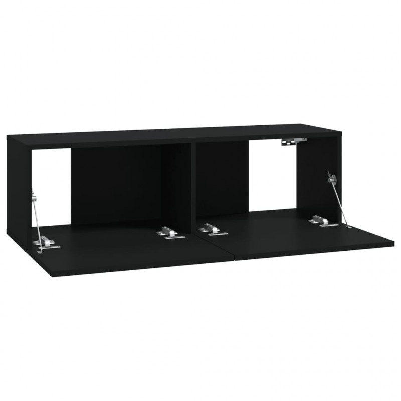 Szafki ścienne pod TV, 2 szt., czarne, 100x30x30 cm
