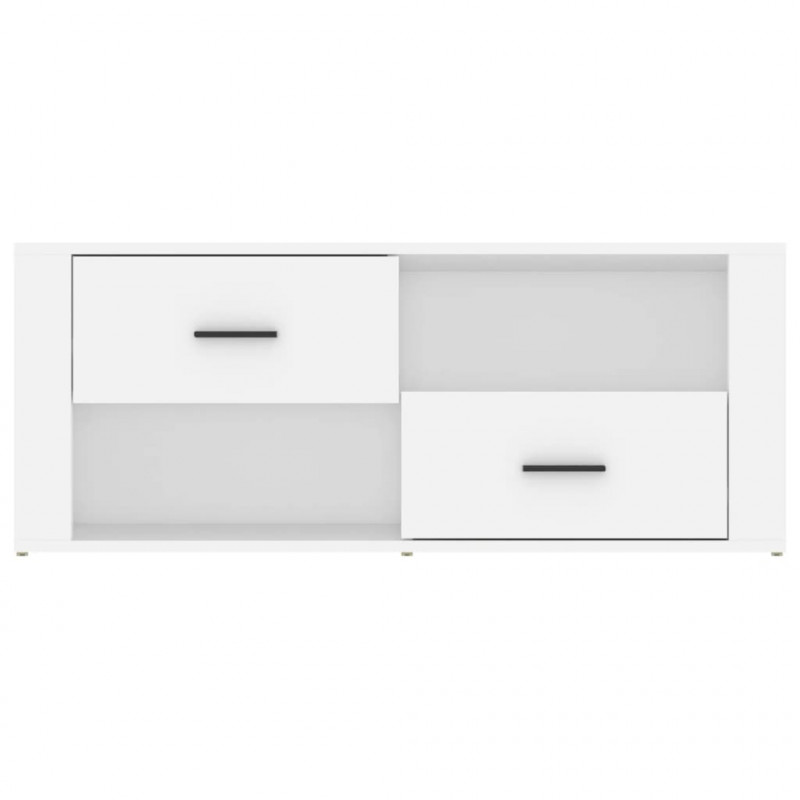 Szafka pod TV, biała, 100x35x40 cm, materiał drewnopochodny