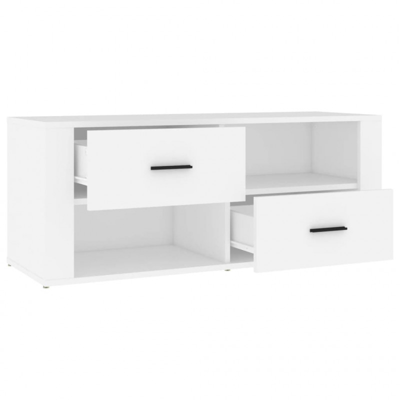 Szafka pod TV, biała, 100x35x40 cm, materiał drewnopochodny