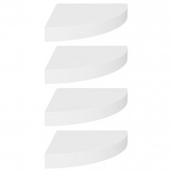 Narożne półki ścienne, 4 szt., białe, 25x25x3,8 cm, MDF