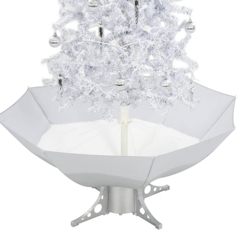 Choinka sypiąca śniegiem, podstawa parasolowa, biała, 170 cm