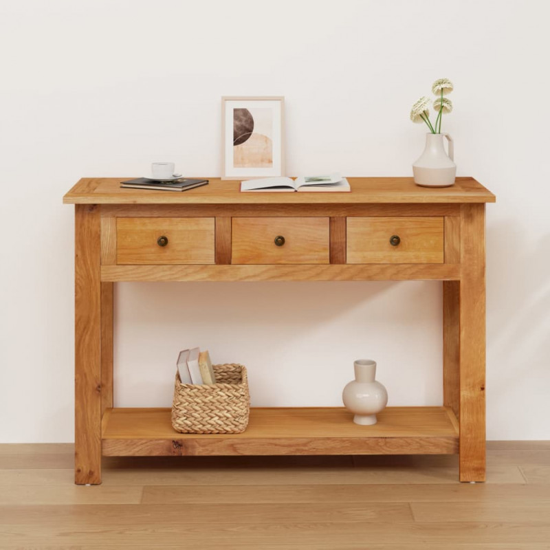 Stolik konsolowy, 110 x 35 x 75 cm, lite drewno dębowe