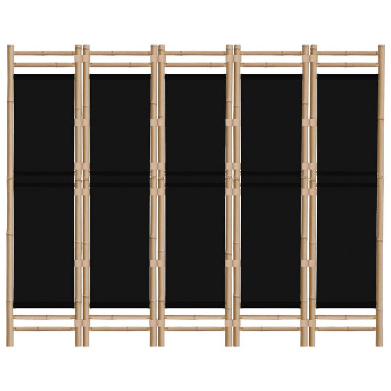 Składany parawan 5-panelowy, 200 cm, bambus i płótno
