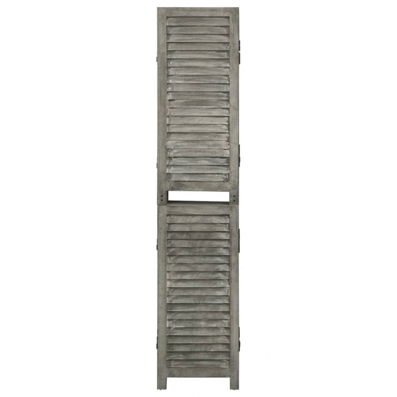 Parawan 6-panelowy, szary, 214x166 cm, lite drewno