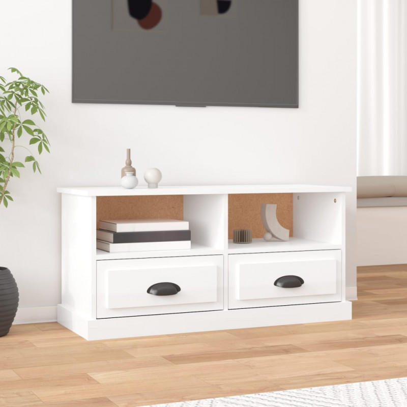 Szafka pod TV, biała na wysoki połysk, 93x35,5x45 cm