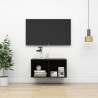 Wisząca szafka pod TV, wysoki połysk, czarna, 37x37x72 cm
