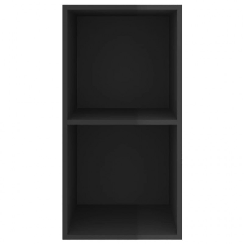 Wisząca szafka pod TV, wysoki połysk, czarna, 37x37x72 cm