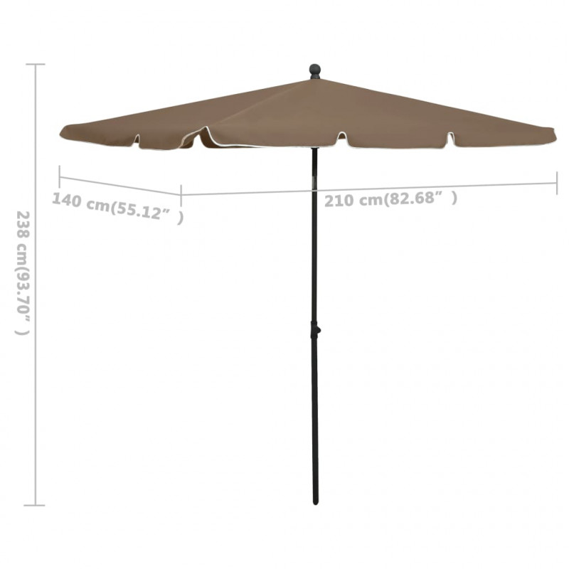 Parasol ogrodowy na słupku, 210x140 cm, kolor taupe